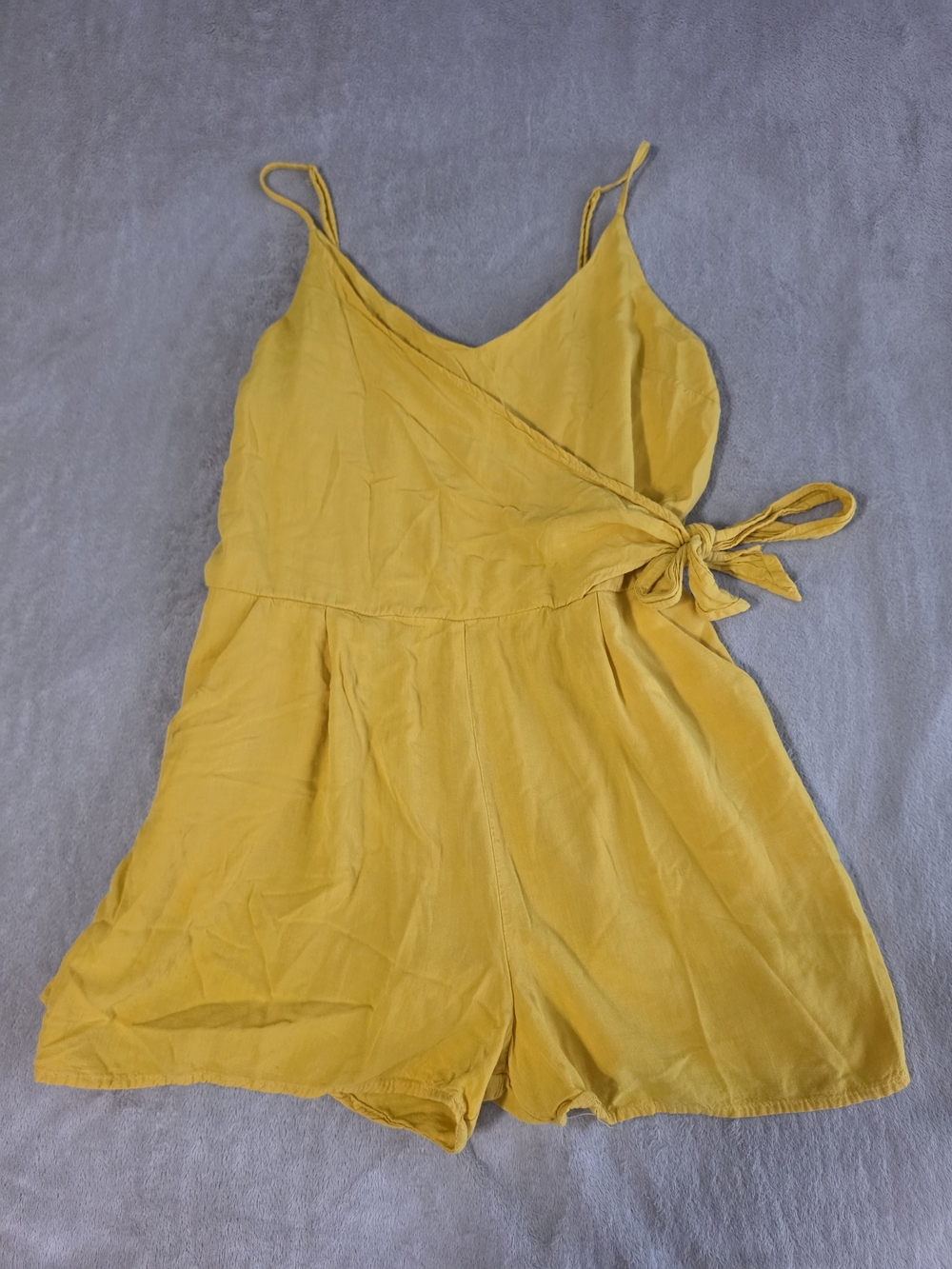 Mustard Yellow Wrap-Front Women's Romper Size:S
